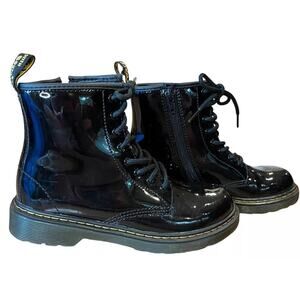Dr Martens Youth Kids Black Delaney Side Zip Boots Glossy Sz 3 DOC Docs